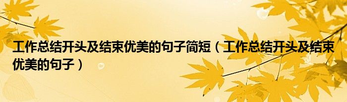 工作总结开头及结束优美的句子简短(工作总结开头及结束优美的句子)