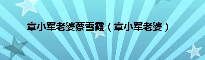 章小军老婆蔡雪霞(章小军老婆)