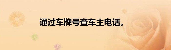 通过车牌号查车主电话。