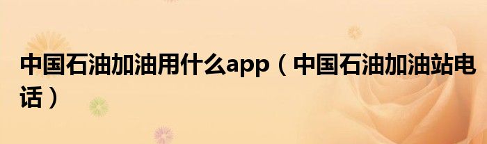 中国石油加油用什么app(中国石油加油站电话)