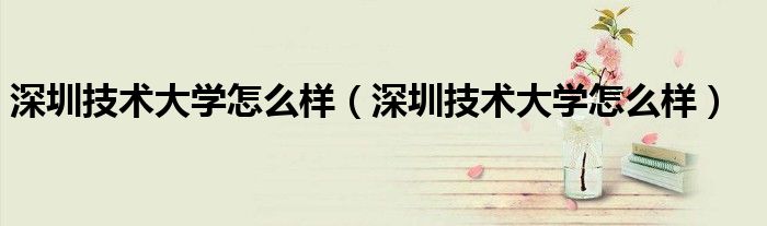 深圳技术大学怎么样（深圳技术大学怎么样）