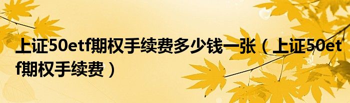 上证50etf期权手续费多少钱一张（上证50etf期权手续费）