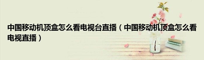 中国移动机顶盒怎么看电视台直播(中国移动机顶盒怎么看电视直播)