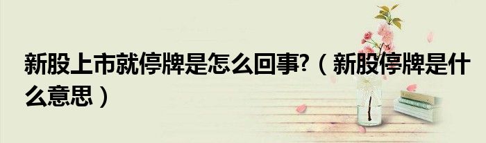 新股上市就停牌是怎么回事?(新股停牌是什么意思)