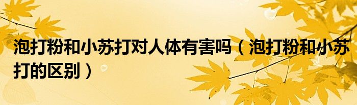 泡打粉和小苏打对人体有害吗(泡打粉和小苏打的区别)