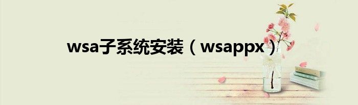 wsa子系统安装(wsappx)