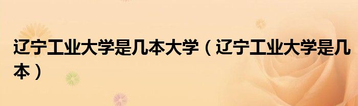 辽宁工业大学是几本大学(辽宁工业大学是几本)