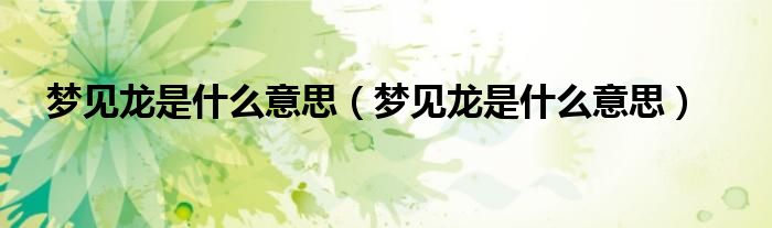 梦见龙是什么意思(梦见龙是什么意思)