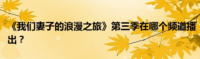 《我们妻子的浪漫之旅》第三季在哪个频道播出?