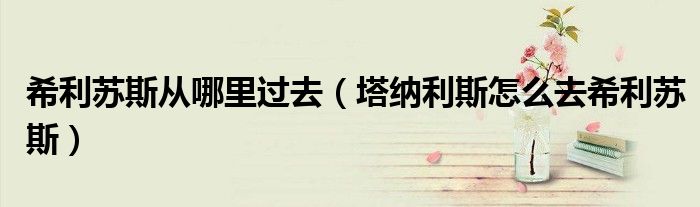 希利苏斯从哪里过去(塔纳利斯怎么去希利苏斯)