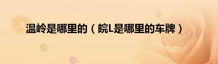 温岭是哪里的(皖L是哪里的车牌)