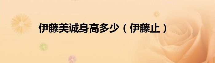 伊藤美诚身高多少(伊藤止)
