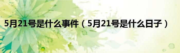 5月21号是什么事件(5月21号是什么日子)