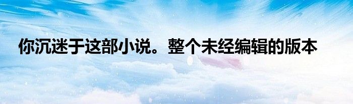 你沉迷于这部小说。整个未经编辑的版本