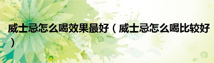 威士忌怎么喝效果最好(威士忌怎么喝比较好)