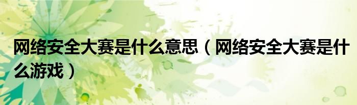 网络安全大赛是什么意思(网络安全大赛是什么游戏)