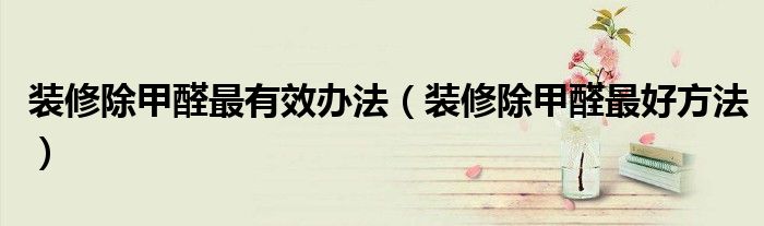 装修除甲醛最有效办法（装修除甲醛最好方法）