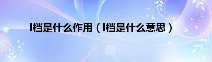 l档是什么作用(l档是什么意思)