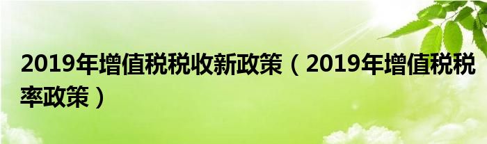 2019年增值税税收新政策(2019年增值税税率政策)