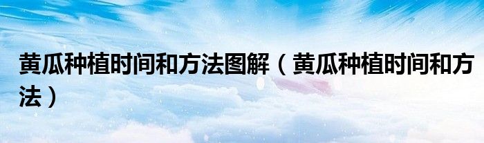 黄瓜种植时间和方法图解（黄瓜种植时间和方法）
