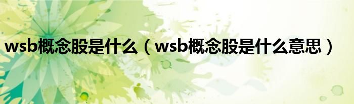 wsb概念股是什么(wsb概念股是什么意思)