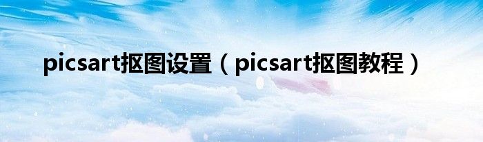 picsart抠图设置(picsart抠图教程)