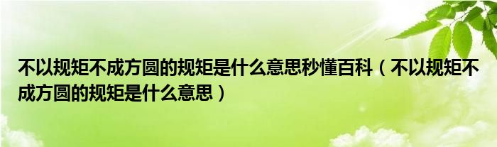 不以规矩不成方圆的规矩是什么意思秒懂百科(不以规矩不成方圆的规矩是什么意思)