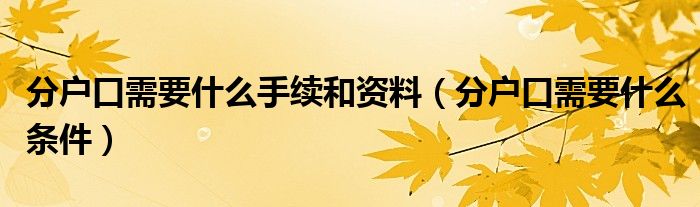 分户口需要什么手续和资料(分户口需要什么条件)