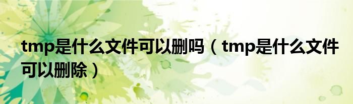 tmp是什么文件可以删吗(tmp是什么文件可以删除)
