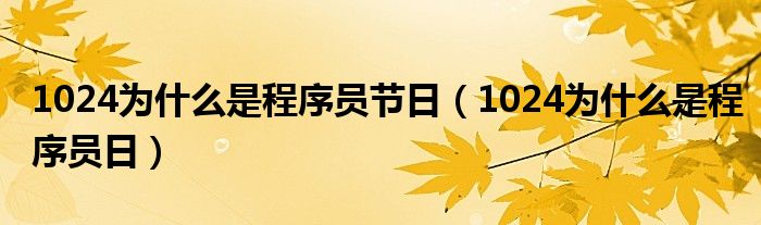 1024为什么是程序员节日(1024为什么是程序员日)