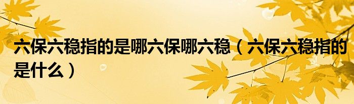六保六稳指的是哪六保哪六稳(六保六稳指的是什么)