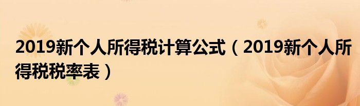 2019新个人所得税计算公式(2019新个人所得税税率表)