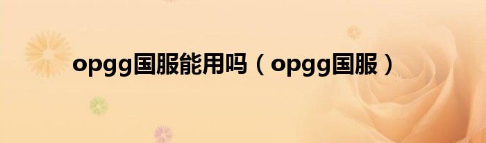 opgg国服能用吗(opgg国服)