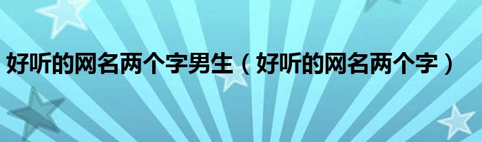 好听的网名两个字男生(好听的网名两个字)