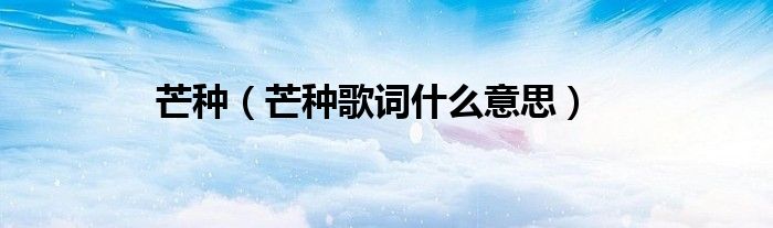 芒种（芒种歌词什么意思）