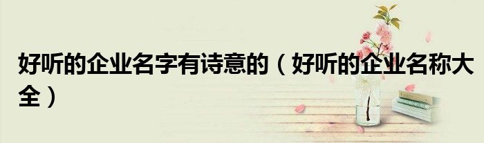 好听的企业名字有诗意的(好听的企业名称大全)