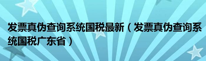 发票真伪查询系统国税最新(发票真伪查询系统国税广东省)