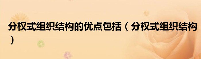 分权式组织结构的优点包括(分权式组织结构)