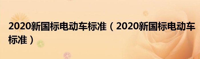 2020新国标电动车标准(2020新国标电动车标准)