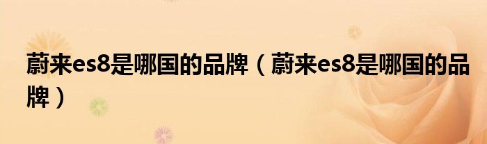蔚来es8是哪国的品牌(蔚来es8是哪国的品牌)