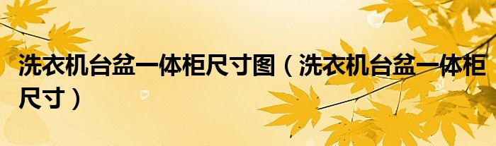 洗衣机台盆一体柜尺寸图(洗衣机台盆一体柜尺寸)
