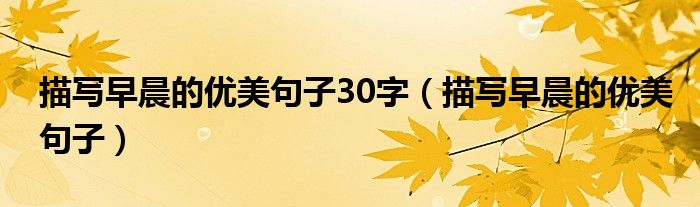 描写早晨的优美句子30字(描写早晨的优美句子)