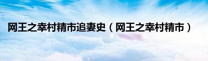 网王之幸村精市追妻史(网王之幸村精市)