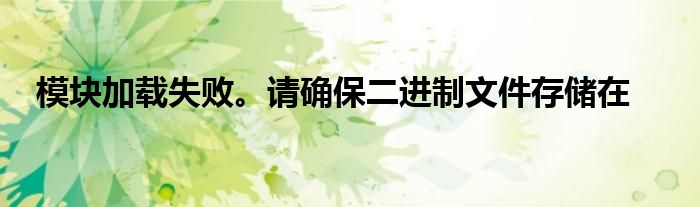 模块加载失败。请确保二进制文件存储在