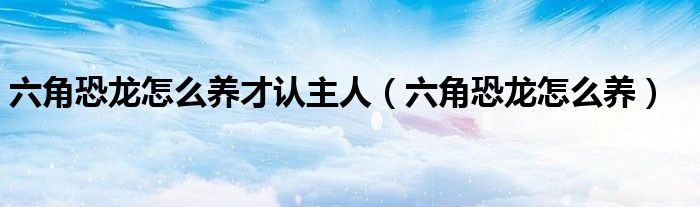 六角恐龙怎么养才认主人(六角恐龙怎么养)