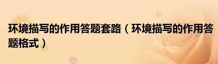 环境描写的作用答题套路(环境描写的作用答题格式)