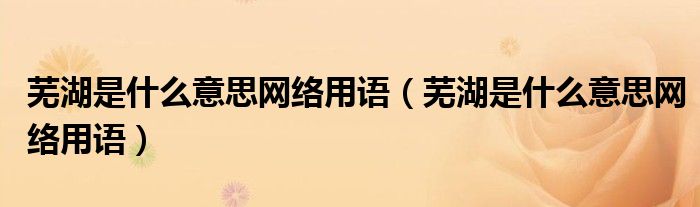芜湖是什么意思网络用语(芜湖是什么意思网络用语)