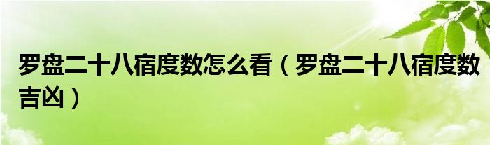 罗盘二十八宿度数怎么看(罗盘二十八宿度数吉凶)