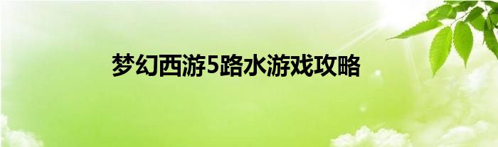 梦幻西游5路水游戏攻略
