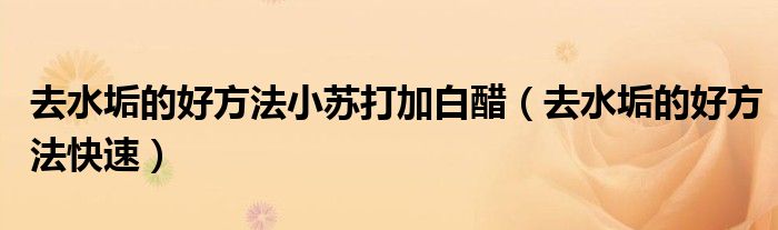 去水垢的好方法小苏打加白醋(去水垢的好方法快速)